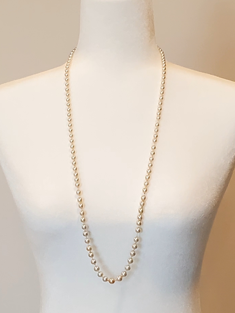 Vintage Ivory Pearl Long Strand Necklace